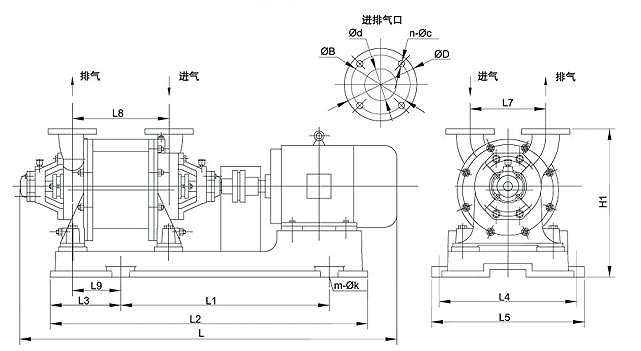 SZ系列水環(huán)式真空泵 外形尺寸圖